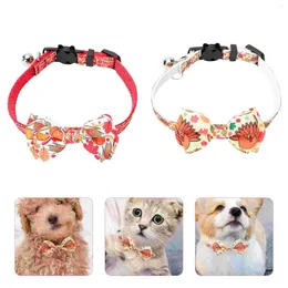 Hundehalsbänder 2 Stück Haustierhalsband Katzenzubehör Schleife Kette Hals Dekor Krawatte Kunststoff für Hunde Halskette