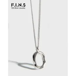 Necklaces F.i.n.s Minimalist Geometric Uneven S Sterling Sier Necklaces Pendants Stackable Hollow Oval Clavicle Chain Fine Jewelry