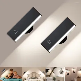 벽 램프 LED SCONCES 2 팩 타입 C 충전식 장착 침대 옆에서 360 크리에이티브 침실 회전