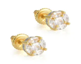 925 Sterling Silver Fashion Occion Earrings Hip Hop Full Zircon Zircon Cz Stone Round Bling Iced Out Stud Encer2099345