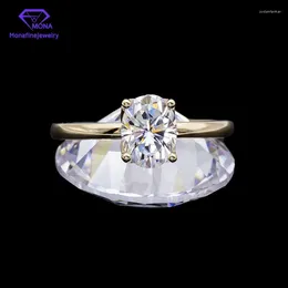 Cluster Rings Oval Hybird Cut Egg Shaped Moissanite Ring 5 7mm 18K Yellow Gold For Making Jewelry Wedding Band
