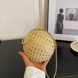 Shoulder Bags Fashionable and Stylish Sparkling Sequins Round Ball Bag Women s Textured Metal Ring Hand Held Small Square Bag 240427