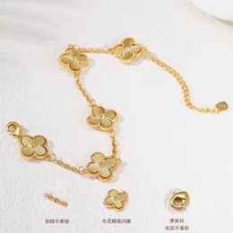Projektant biżuterii luksusowa bransoletka łańcuch łącza Vanca dwustronny kwiat cztery liście pięć bransoletki kwiatowej dla kobiet 18K prawdziwa nisza złota
