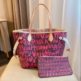 10A Luxus-Damen-YK-Einkaufstasche, Designer-Taschen, Louiseits-Handtasche, nie voll rosa, Viutonits-Blumen-Graffiti-Schulter-Umhängetaschen, hochwertige Damenhandtaschen