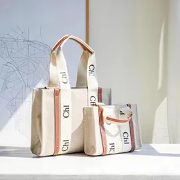 3Size Shopper Woody stor tygväska för kvinna Mens Luxury Handväska Weekend Canvas Nylon Linen Medium Beach Bags Designer Bag Travel Crossbody Axel Clutch Hand Bag