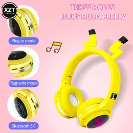 Headphones Flash Light Cute Cat Ears Wireless Headphones with Mic Can control LED Kid Girl Stereo Music Helmet Phone Bluetooth Headset Gift