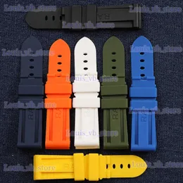 Watch Bands high quality 22 24 26mm black blue red yellow white green waterproof rubber band for Panerai strap with full T240227