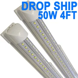 50W 4ft LED -butiksljus, 5000 lm 6500K Super Bright White, V -form Integrerad T8 LED -rörljus Länkbar takljus för arbetsbänk Skåp USA Crestech