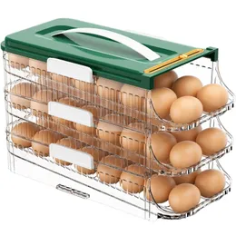 Egg Holder For Refrigerator Auto Rolling Organizer 3 Layer Stackable Dispenser and for Storage 240223