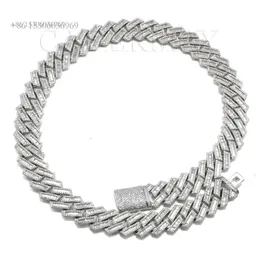 Cadermay D VVS Baguette 18Mm Collana Sier Moissanite Bracciale Hiphop ghiacciato a catena a maglie cubane