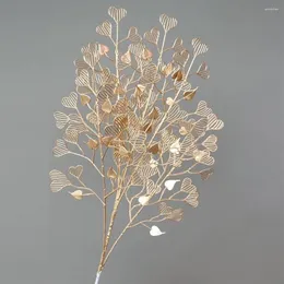Decorative Flowers Gold Color Heart Shape Simulated Flower Artificial Plants For Home Decor Desktop Branch Bottle Wedding Party Garden