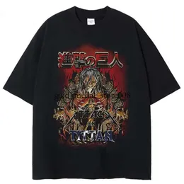 Męskie tshirts Anime Attack na Titan Acid Cirmy T Shirt Black Graph Com Hip Oversizezed Tops 100 Bawełniane manga zabytkowe koszulki dla mężczyzny 471