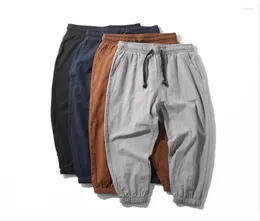 Men039s Pants Men039s Men Summer Cotton and Linen Harem Casuare Roose ElasticAnklelength Solid Ounsers 9519192