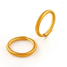 Hoop Earrings One Pairt 999 24K Yellow Gold For Women Polish Surface Band Lucky 10mm Diameter