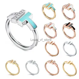 Band Rings Women Designer Wedding Double T Jewelry Fashion Classic Sier Rose Gold Top Quality With Original Bag H24227