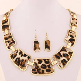 Necklace Earrings Set 1 Beautiful Female Luxury Dainty Statement Wild Leopard Pendant Kit