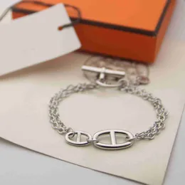 Charm-Armbänder Doppelkette 925er Silberarmband für Männer und Frauen, Nischendesign, OT-Verschluss, minimalistischer Stil, personalisierter Handschmuck
