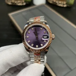 Orologio da donna Clean Factory 28MMdate Just Purple Diamond Watch Orologio meccanico automatico di alta qualità in vetro zaffiro 904L Orologio impermeabile Orologio da regalo di design