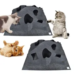 Tappetini Attività per gatti Tappetino da gioco Resistente ai graffi Gattino Gatto Nascondere Casa 100 * 100cm Tappetino da gioco per gatti con fori Forniture per animali domestici Accessori