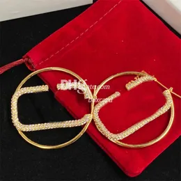 Big Hoop Diamond Earrings Dangles For Ladies Designer Gold Circle Earrings Eardrops With Box