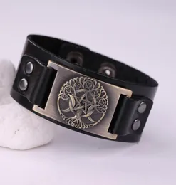 Baum des Universums Nordisches Hexagramm-Amulett-Armband Herren-Designerschmuck Schwarz und Braun Echtlederarmbänder2784789