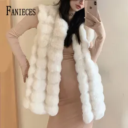 Fur FANIECES Imitation Rabbit Fur Vest Coat Women Winter Warm Mink Artificial Fur Sleeveless Outwear Open Stitch Plush Faux Fur Tops