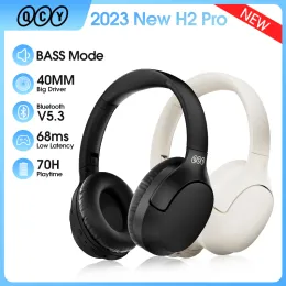 Hörlurar Qcy H2 Pro Trådlösa hörlurar Bluetooth 5.3 Earphone Hifi 3D Stereo Headset Bass Mode Gaming Earbuds Over the Ear hörlurar 70h