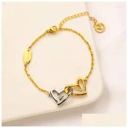 Braccialetti con perline Braccialetti da donna Braccialetti alla moda classici in oro 18 carati Sier Love placcato catena a maglie in acciaio inossidabile braccialetto regalo perfetto Dhgbo