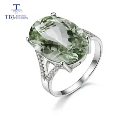 TBJBIG 13CT grön Amethyst ring oval cut1318 ädelstenring i 925 Sterling Silver Gemstone smycken för flickor med presentförpackning y1899744631