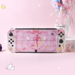 Przypadki Kawaii Protective Case for Nintendo Switch OLED Console Akcesoria Pink Cartoon Hard Case for Nintendo Switch OLED Shell