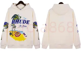 Rhudeパーカーデザイナーメンズパーカーレタープリントルーズロングスリーブパーカーファッションスポーツパーカー