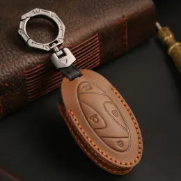 Luxury Genuine Leather Car Key Cover for Hyundai Grandeur GN7 2023 Kona Ev Keyring Shell Fob Case Holder Cowhide