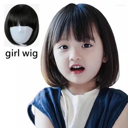 Hair Accessories Kids Wigs Children's Short Hood For Girls Headgear Baby Coronet Toddler Black Headdress Reborn Doll Toupee