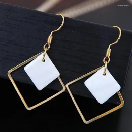 Dangle Earrings Kymyad Trendy For Women Gold Color Shell Geometric Statement Earring Copper Square Earings Fashion Jewelry