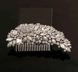Clear Rhinestone Crystals Wedding Bride Bridal Hair Accessories 2017 Floral Hair Comb Head Pieces Hair Pins Jewelry Accessories S92094755