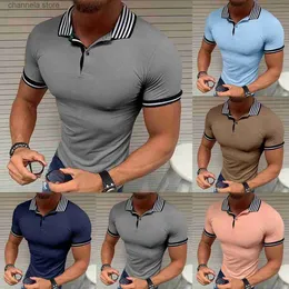 Herren T-Shirts Herren Plain Flat Collar Zipper POLO Shirt Sommer Einfarbig Kurzarm Top T-Shirt Shads Slim Business Herrenbekleidung T240227