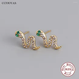 Stud Earrings CCFJOYAS 925 Sterling Silver Snake Shaped For Women European And American Animal Pave Zircon CZ Jewelry