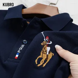 Men's Polos KUBRO Brand Embroidered Cotton Polo Shirt High-end Luxury Top Summer Casual Lapel Short Sleeve T-shirt Korean Fashion Men