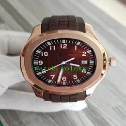 Luxo novo Aquanaut 5167R-001 5167R Brown Dial Asian 2813 Automatic Mens Watch Rose Gold Case Brown Rubber Strap Gents Sport Watch228o