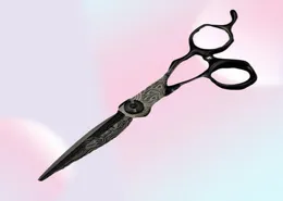 Saç makas profesyonel 6 inç lüks siyah şam kesme berber aletleri saç kesimi inceltme makasları kuaför7320023
