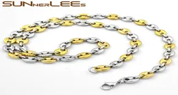Fashion Jewely Silver Gold Color 5mm 7mm 9mm 11mm Rostfritt stål Halsband Menskvinnor Kaffebönor Link Chain SC13 N7953678
