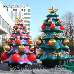 wholesale Outdoor/Indoor Decorative Inflatable Christmas Tree 5m/6m Height Simulated Blow Up Evergreen Balloon With Ornaments For Xmas Decoration