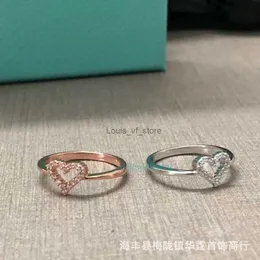 Band Rings Jewelry t Hollow Fashion Simple Net Red Rose Gold Shaped Diamond Heart Ring H24227