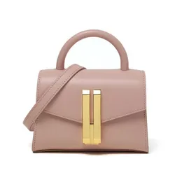 Demellier New Cowhide Nano Women's Crossbody Handväska med Kai Princess samma stil Kvinnosväska äkta läder slät vår/sommar mini väska metalldesigner brun rosa