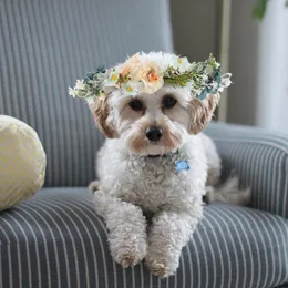 Collari per cani Decorazioni vintage Pet Cat Collare di fiori Ghirlanda di cuccioli Simulazione Corona floreale per la sposa