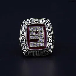 6ymb Designer Pamięci Ring Pierścienie 1939-1960 Baseball Red Sox Star Ted Williams Hall of Fame Ring Jersey nr 9 Ring R2x2