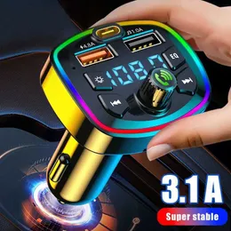 Bluetooth Car Kit Car Bluetooth 5.0 FM TransmitterDual USB PD Type-C Fast Charging Hands-free Call Phone Charger MP3 PlayerL2402