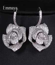 Emmaya Attractive Big Flower Appearance Silver Plated r Earring Zirconia For Women And Ladies In The Dinner Ornament 2106183955826