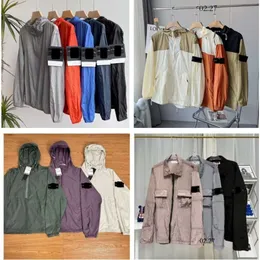 Stones Island Jacket Stones Island Men's z kapturem Letnie cienki anty -UV luźne oddychane lodowe jedwabne słoneczne garnitur Wodoodporne kurtka 969