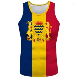 Herrstankar Toppar Tchad ärmlös gratis anpassad DIY TCD Country Vest T-shirt Nation Flag TD Arabiska Chadian Tchad French Arab Print Po Clothes